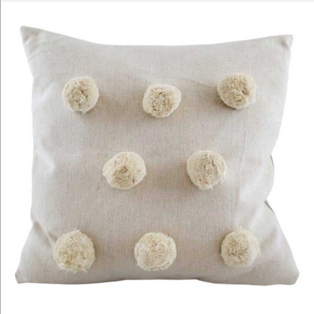 Natural color Pom Pom pillow cover